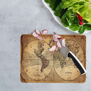 Tabla de Cortar de Madera con Diseño de Mapa del Mundo, Elegante Tabla de Cocina para Chefs Caseros y Espacios de Cocina Modernos, de la India - Product Image 4