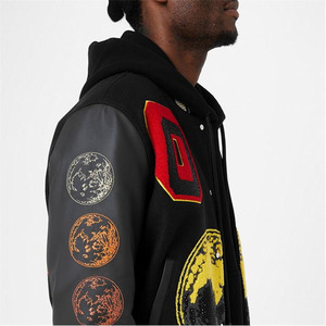 High Quality Huzaifa Men's Varsity <b>Jacket</b> Long Sleeved Baseball <b>Winter</b> Crop Plus Size Knitted Breathable Quick Dry Cotton Fleece - Product Image 3