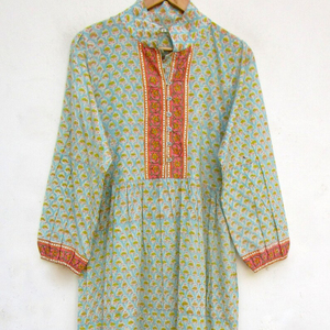 2025 vestido Maxi de verano para mujer elegante fiesta estampado Floral Casual Dot Patchwork 100% algodón con botón Natural - Product Image 1