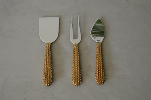 Juego de cuchillos para queso de acero inoxidable con diseño de mango dorado único a precio mayorista con personalización - Product Image 6