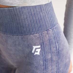 Leggings sans couture taille haute bleu ultime en Spandex/Nylon, logo personnalisé, taille XXL, élastiques, respirants, effet ventre plat, adaptés aux grandes tailles - Product Image 4