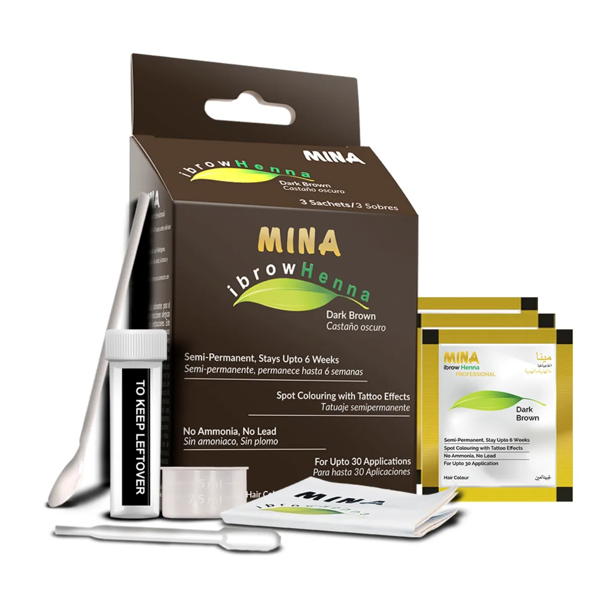 Mina eyebrow henna private label eyebrow tint For brows coloring kit with good price tint henna powder eyebrow dye Dark Brown