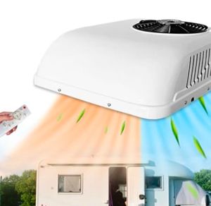 คอมเพรสเซอร์โรตารี่แบบคู่พัดลมไร้แปรงถ่าน DC 12V/24V เครื่องปรับอากาศคาราวานบนหลังคาสำหรับที่จอดรถอัตโนมัติรถบรรทุกคาราวานไปยังยุโรป