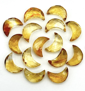 Piedras preciosas sueltas de color amarillo y naranja con certificación IGI para noviembre, fabricante de Jaipur, citrino natural, media luna, corte facetado - Product Image 2