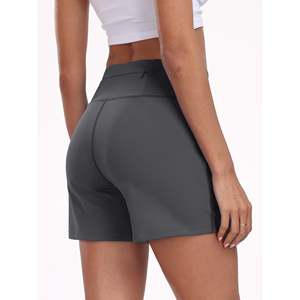 กางเกงขาสั้นเอวสูงสำหรับผู้หญิงกางเกงขาสั้นผ้าไนลอนสแปนเด็กซ์รัดหน้าท้องกระชับก้นสำหรับเล่นโยคะวิ่งออกกำลังกายเล่นยิม - Product Image 4