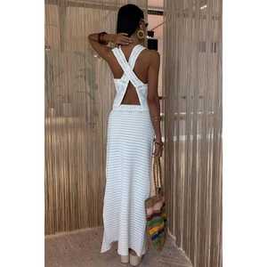 Ensemble en tricot ajouré respirant avec détail croisé dans le dos 10097 - Product Image 5