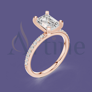 Anillo de moissanita de 14K con diseño de Halo oculto Joyería de lujo - Product Image 1