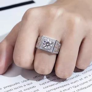 Custom Design Luxury Full Diamond <b>Men</b> Engagement <b>Ring</b> <b>18K</b> White <b>Gold</b> Moissanite <b>Ring</b> - Product Image 5