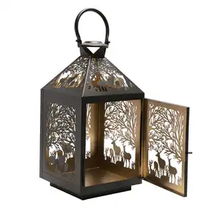 Natale luci Decorative in metallo portacandele renna, antilope, Design della giungla Cutwork elegante candela lanterna
