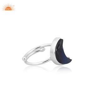 Natural <b>Blue</b> Fire Labradorite Moon Shaped 925 Sterling Silver <b>Jewellery</b> Hand Made Custom Manufacturer - Product Image 4
