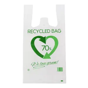 Preço barato Biodegradável Impresso Farmácias Brancas Shopping Bag T-Shirt Supermercado Loja Saco De Plástico