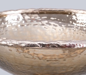 Bol décoratif en verre avec base en forme de feuille en métal Centre de table de luxe et serveur de fruits secs - Product Image 6