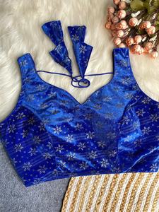 Blouse moderne à la mode avec col en V, motif de blouse avec motif ouvert au dos et beau nœud, manche de 11 pouces attachée à l'intérieur - Product Image 4