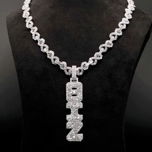 Tùy chỉnh Biz thư Mặt dây chuyền vòng cổ | 925 Sterling Bạc | vvs moissanite kim cương | hip hop Iced ra đồ trang sức - Product Image 1