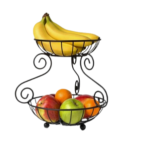 Panier de rangement pour légumes en métal de style unique, panier de fruits en métal de couleur noire, panier de fruits écologique, panier de fruits câblé - Product Image 1