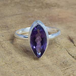 Mejor diseño hecho a mano clásico cabujón anillo amatista piedra preciosa 925 sólida plata esterlina 925 Plata estampada joyería de plata de moda - Product Image 5