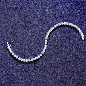 NOVAMART Fine 4 mm Femme Bling 925 Sterling <b>Silver</b> Tennis Moissanite <b>Bracelet</b> Elegant Women's <b>Bangle</b> Wholesale Export - Product Image 2