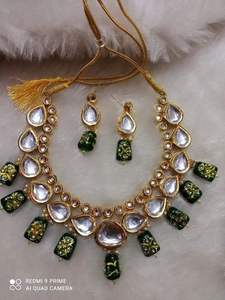 Indian Manufacturer Gold Plated High Quality Kundan <b>Choker</b> Necklace Set for Girls Women Party Wear - Product Image 2