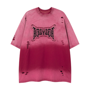 Personalizado apliques bordado lavado ácido impreso gráfico Streetwear de gran tamaño 100% algodón suelta ajuste pesado camiseta para hombres - Product Image 5