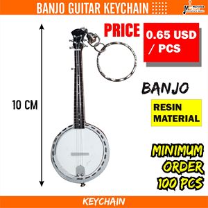 BANJOO พวงกุญแจกีต้าร์ทำจากไม้ขนาดเล็ก,อุปกรณ์เสริมเพื่อความสวยงามสำหรับตกแต่งเครื่องดนตรี - Product Image 2