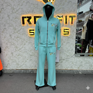 Logo de broderie Stich personnalisé Long cordon de serrage unisexe français éponge fermeture éclair survêtements disponibles en différentes couleurs - Product Image 3