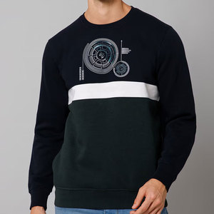 Pull à col rond lourd pour homme, en coton à l'intérieur, sweat-shirt à col rond, pull d'hiver imprimé pour homme - Product Image 1