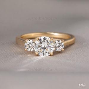 Sparks Vista Silver Plated Sterling Silver Lab Grown Diamond Brilliant Cut Engagement <b>Ring</b> IGI Certified Trendy Women Wedding - Product Image 2