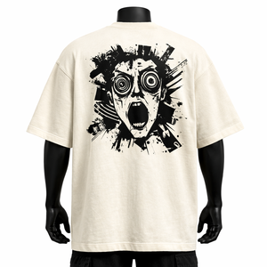 Camiseta de algodón beige extragrande para hombre, personalizada al por mayor, con estampado minimalista de letras, corte holgado, estilo casual urbano, para hombre - Product Image 2