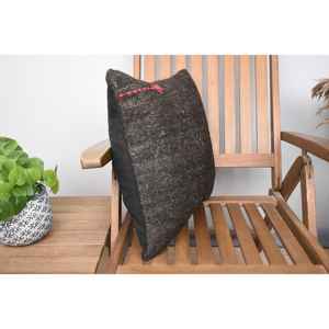 Alfombra Kantha de lana gris 18x18 pulgadas Rústico Vintage Patrón Almohada Técnica tejida - Product Image 2