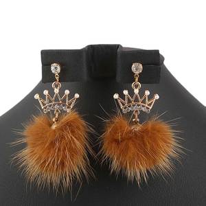 Women's <b>Fur</b> Earrings - Brown - Product Image 1