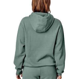 Custom Women's Casual Hooded Polyester/Cotton Blend Oversized Drop Shoulder Hoodie with 3D Puff Printing - Product Image 3