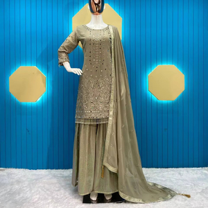 ชุดสูทผ้าจอร์เจียเจ็ตชาราราราสีเขียวมะกอกดีไซเนอร์ชุดประจำชาติสำหรับงานเลี้ยงงานแต่งงานและงานรื่นเริง - Product Image 1