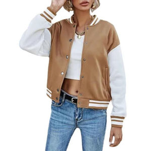 แจ็กเก็ตเบสบอล2026เก็ตทรงครอปหนังทรงหลวมสำหรับผู้หญิงเสื้อครอปแฟชั่นใหม่ - Product Image 5