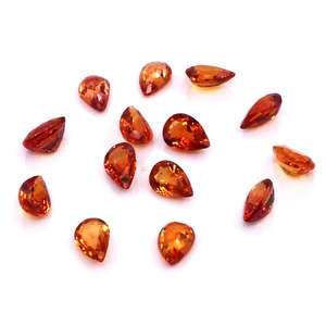 Zafiro Naranja Natural, Piedra Suelta Sin Tratar, Calibrada, en Forma de Pera de 5x7mm y 6x8mm, Gemas de Corte Ovalado Violeta - Product Image 1