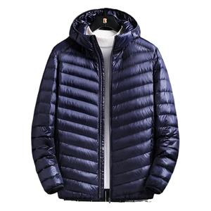 Veste en duvet pour hommes légère et portable grande taille à capuche 2024 Automne Hiver Veste solide pour hommes Manteau bouffant - Product Image 2