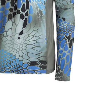 เสื้อตกปลาแขนยาวน้ำหนักเบาสำหรับผู้ชายเสื้อผ้าตกปลาทำจากโพลีเอสเตอร์100% พิมพ์ซับลิเมชันงานตามสั่ง - Product Image 3