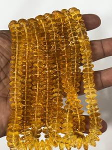 Cuentas Rondelle de cuarzo con revestimiento amarillo Natural AAA, corte alemán, tamaño facetado, hebra de 8-10mm y 14 pulgadas - Product Image 3