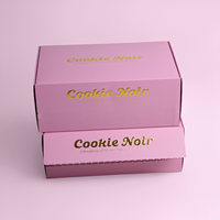 Boîte d'expédition rose pour biscuits, personnalisable avec logo, emballage pour sushis et biscuits, papier couché biodégradable, pelliculage mat, écologique et jetable
