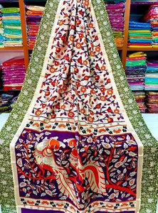 KALAMKARI NELLORE SEDA JARI BORDER SAREES CON BLUSA - Product Image 6
