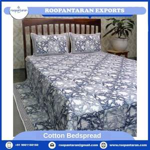 Le plus récent drap de lit en coton de conception indienne tendance avec 2 housses d'oreiller à motif floral bloc à la main imprimé décor à la maison approvisionnement en vrac - Product Image 2