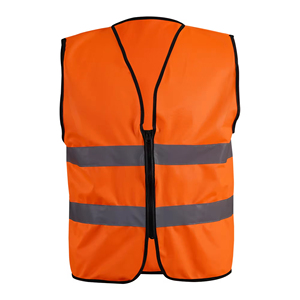 Chaleco de Seguridad Reflectante Naranja de Alta Visibilidad a Precio Económico |   Chaleco de Trabajo Transpirable para Exteriores con Cremallera y Logotipo Personalizado - Product Image 3