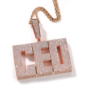 High Quality Unisex Rose Gold Plated 925 Silver Hip-Hop Letter Pendant <b>Iced</b> Brilliant Cut VVS Diamond IGI Certified Channel Fine - Product Image 3