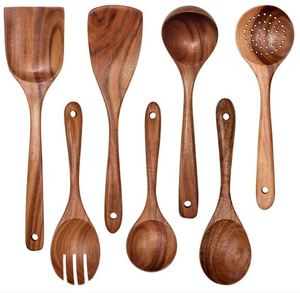 Cuillère à riz en bois la plus vendue couverts bruns ensemble de 2 cuillères à riz en bois personnalisées pour la décoration de la maison et de l'hôtel - Product Image 4