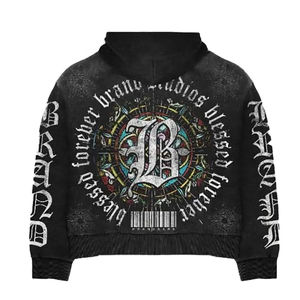 100% coton unisexe personnalisé pleine fermeture éclair survêtement léger surdimensionné imprimé pantalons de survêtement à capuche grande taille hiver en gros pour adulte - Product Image 5