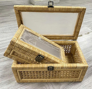 ชุดถาดหวาย2ขนาดสามารถวางซ้อนกันได้ด้านบนของถาดขนาดเล็กสามารถใช้เป็นฝาปิดสำหรับถาดขนาดใหญ่ - Product Image 1