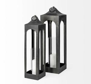 Lanternes en fonte d'aluminium de conception unique enduites noires pour la maison et les lanternes de bougie de décoration d'éclairage de table de Noël - Product Image 3