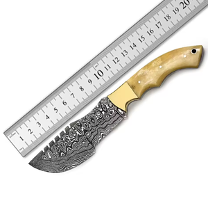 Cuchillo de Caza PRESTIGE BLADES Hecho a Mano con Acero de Damasco, Cuchilla de Supervivencia de Alta Calidad para Exteriores, OEM, con Funda de Cuero Fija para Camping - Product Image 3