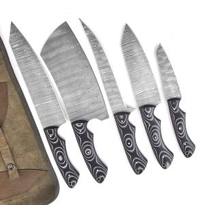 Ensemble de couteaux de chef en acier Damas à cinq pièces Nordic Forge, manches en Micarta, fabrication artisanale OEM personnalisée, couteaux de cuisine à lame pleine 67 couches - Product Image 2