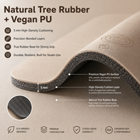 Tapete de Yoga de Alto Rendimiento con Forma Ondulada, Antideslizante, de PU y Caucho Natural, Arqueado, con Protección de Articulaciones de Alta Densidad de 5 mm