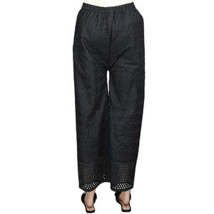 Pantalon chikan à pattes d'éléphant pour femme - noir - Product Image 4